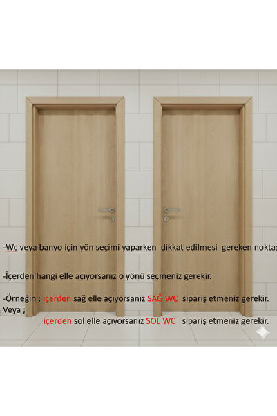Genel Markalar Kapı Kolu Lama Siyah Aynalı Wc-Banyo Sağ Yön