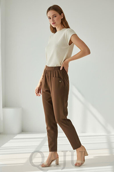 Qaju Kadın PU Kumaş Deri Pantolon