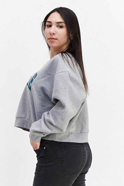 Ellesse Women Round Neck Brand Logo Long Sleeve Sweatshirts, Grey Combo