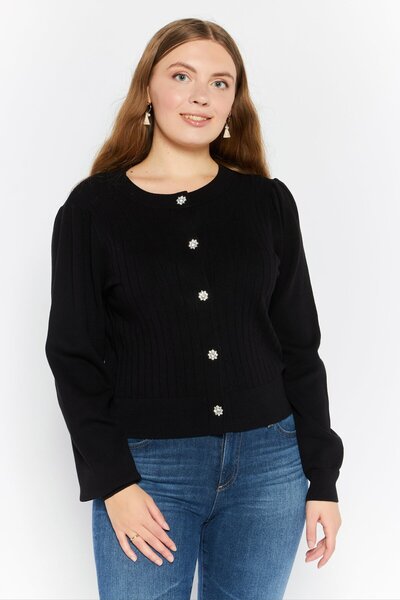 Stilosophy Industry Women Crew Neck Textured Sweater, Black