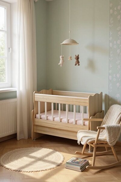 Aktehome Baby Sallanır Anne Yanı Ahşap Bebek Beşiği Sonomo