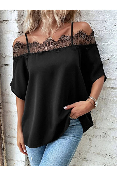 BY ELİZE Γυναικεία Μπλούζα Δαντέλα Janjan Crepe με λουράκι