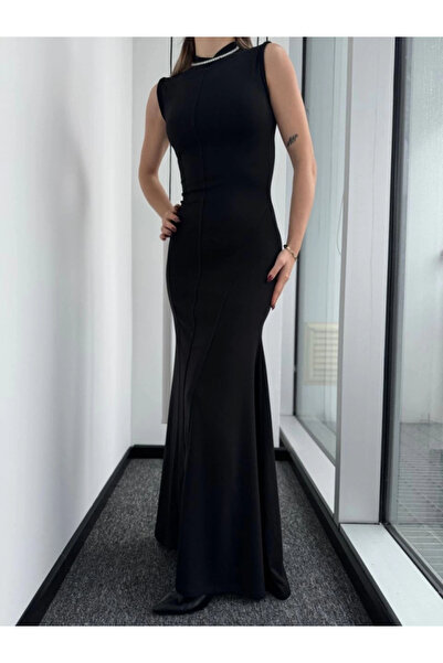 ELLA Sleeveless Half Thigh Long Dress - Black