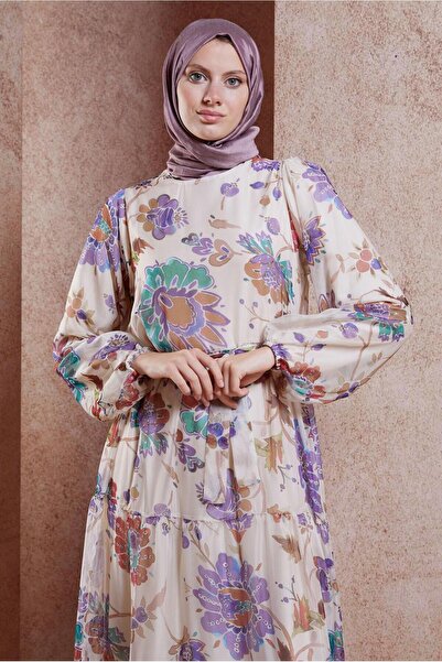 Alvina 44605 موديل فستان شيفون منقوش بالزهور