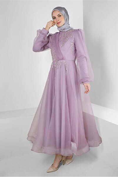 Alvina ORGANZE PUL PAYET İŞLEMELİ ABİYE ELBİSE 50372