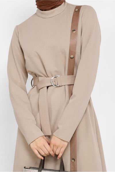 Alvina Deri Detaylı Kuşaklı Elbise 42193