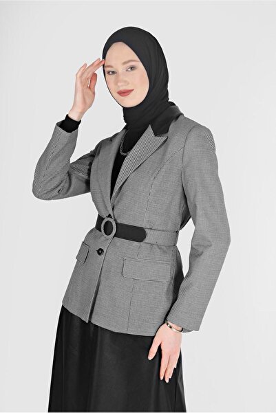 Alvina GINGER PATTERNED LEATHER DETAILED BELTED JACKET 42166