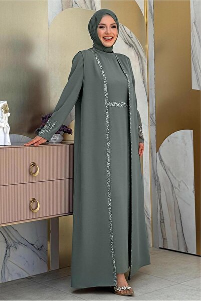 TRENDTESETTÜR KADIN YEŞİL (MİNT) YELEKLİ ELBİSELİ TAKIM T 8383