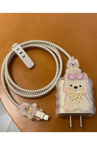 Fibaks 18W/20W Uyumlu Desenli Şarj Aleti Koruyucu Şarj Kablosu Örme Aparatlı Koruyucu Toparlayıcı