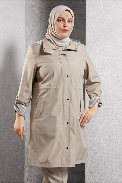 Alvina Hooded Plus Size Trench Coat 10918