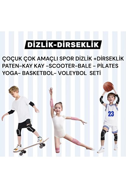 Gök Sports Black Children's Sponge Supported Roller Skating Skateboarding Scooter Pilates Yoga Basketball Volleyball Knee Pad Elbow Pad