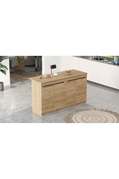 Yurudesign Orren Ada Mutfak Yemek Masası 4 Kapaklı 160cm Sepet OR1-S