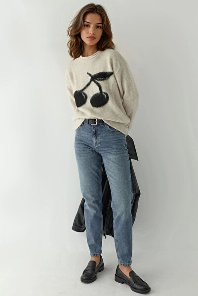 Hiccup Pulover din tricot cu model de cireșe, cu potrivire relaxată