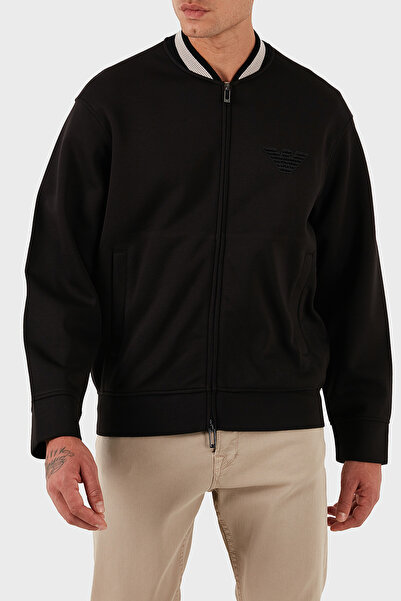 Emporio Armani Regular Fit College Collar Zippered Logo Sweat Men's Sweat Em0...