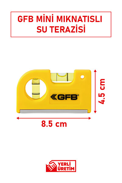 GFB Mıknatıslı Mini Cep Su Terazisi 8.5 cm | Hassas Ölçüm ve Kompakt Tasarım