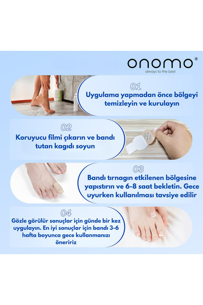 Onomo Health Tırnak Mantari Bandı, Hidrojel Tırnak Bakımı 5 Adet