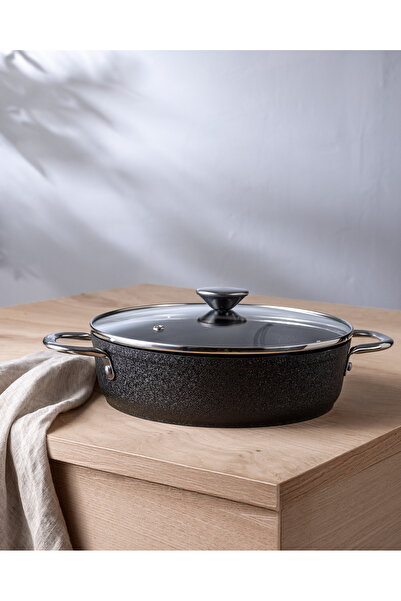 Madame Coco Noir Titanyum Kısa Tencere - Siyah - 24 cm