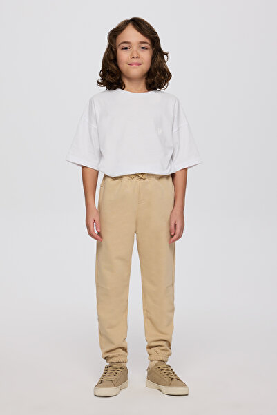 Panço Erkek Çocuk Paçası Bej Eşofman Alt
