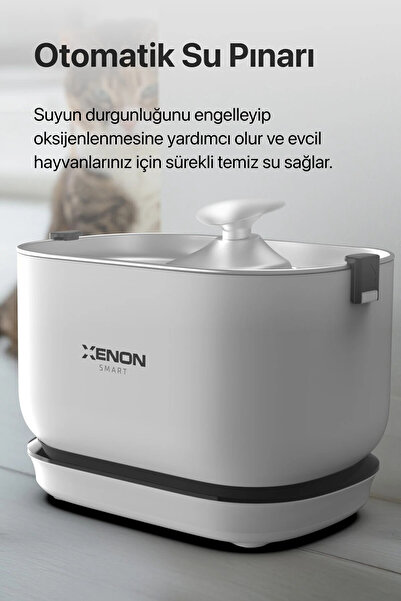 Xenon Smart Kedi Su Pınarı | Çelik, Kablosuz, Sensörlü, 5200mAh, 2.5Lt, Su Çeşmesi (X8652)