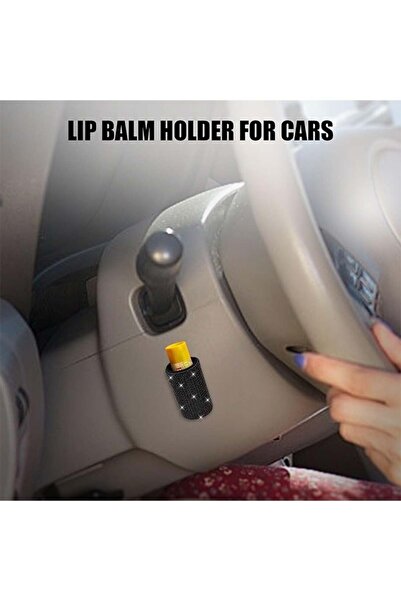 Bukela حامل أحمر الشفاه للسيارة، حامل مرطب شفاه عازل لامع، ملحقات سيارة مرصعة بأحجار الراين