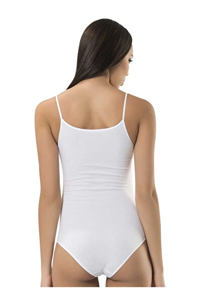 Namaldı Women's White Lycra Rope Strap Snap Fastener Body