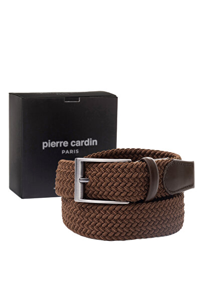 Pierre Cardin حزام رجالي محبوك باللون البني (العرض 3.5 سم) PC-1745Z4X