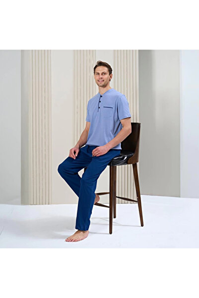 Over Sleep by Poleren Over Sleep 1715 Чоловічий короткий рукав довгий низ літній піжамний комплект