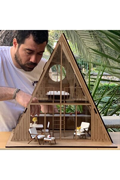 Paspasın Bahçeleri Mobilyalı Ahşap Oyun Evi - Yetişkinler İçin 1:12 Ölçek Mod...