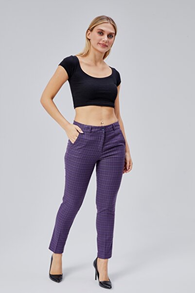 HANIMCA GİYİM بنطلون شتوي من قماش الكاريلاي ذو مقاس عادي مع جيوب جانبية