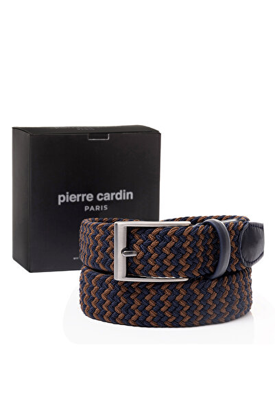 Pierre Cardin حزام رجالي محبوك باللون البني والأزرق الداكن (عرض 3.5 سم) PC-17...