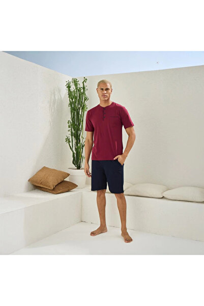 KLY Ανδρικό κοστούμι με μίντι γιακά και σορτς με κομψές λεπτομέρειες