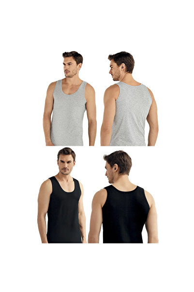 Şahinler Şahinler E005 6 Pack Men's Cotton 3Grey-3Black Tank Top XL