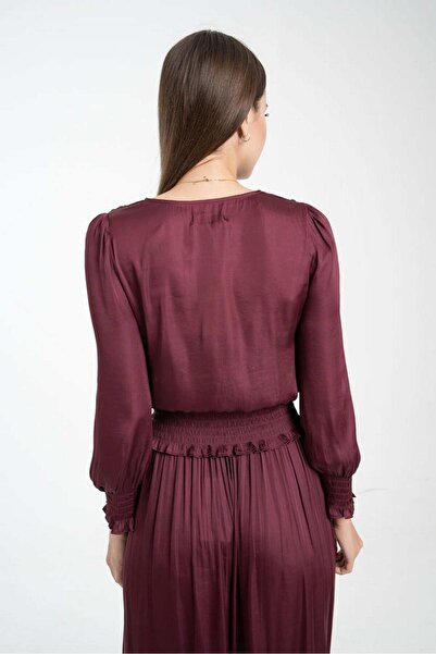 mica Solid V-Neck Long Sleeve Top