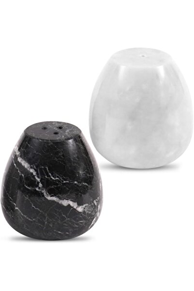 Radicaln مجموعة من 2 علبة ملح وفلفل رخامية مقاس 2.3 بوصة باللونين الأبيض والأ...