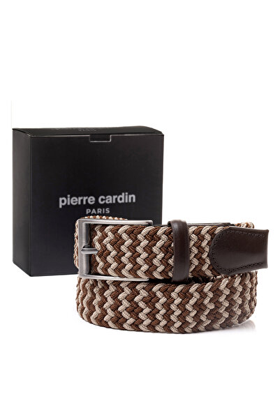 Pierre Cardin حزام رجالي محبوك باللون البني المنك (عرض 3.5 سم) PC-1745K3V