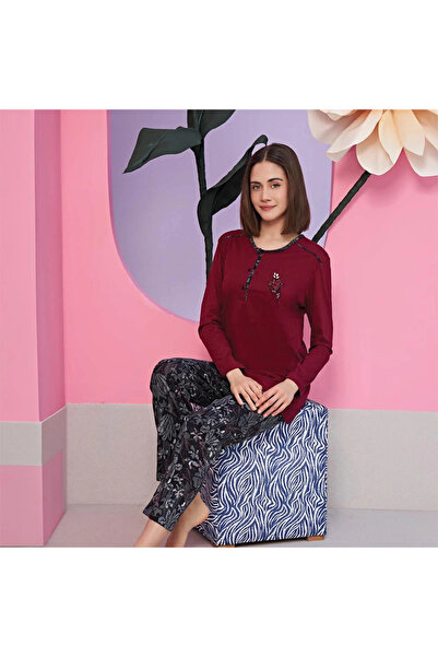 1141 Kadın Kışlık Üç Düğme Pijama Takımı