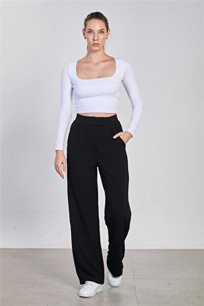 BARRELS AND OIL Kadın Beli Cırtlı Pantolon - Siyah