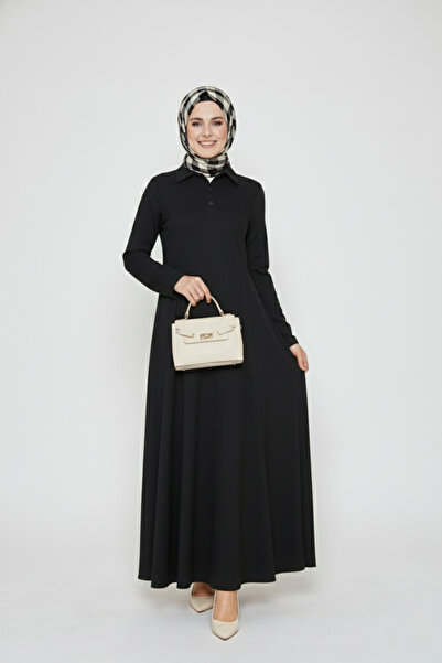 Avones فستان نسائي بأكمام طويلة وياقة قميص ورباط عند الخصر – تصميم أنيق وراقي