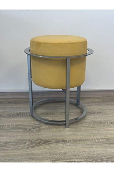 OEM Scaun rotund metalic cu cadru din aluminiu și pernă textilă, înălțime 50 cm, galben
