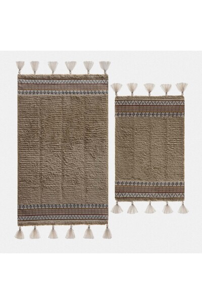 Ecocotton Σετ πατάκι μπάνιου Rita 2 τεμαχίων 100% βαμβακερό μπεζ Karde 60x90-40x60
