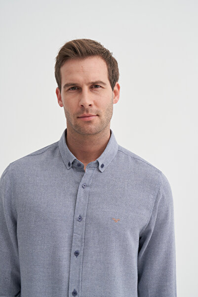 Cazador Риза с дълъг ръкав от тъкан памук с нормална кройка