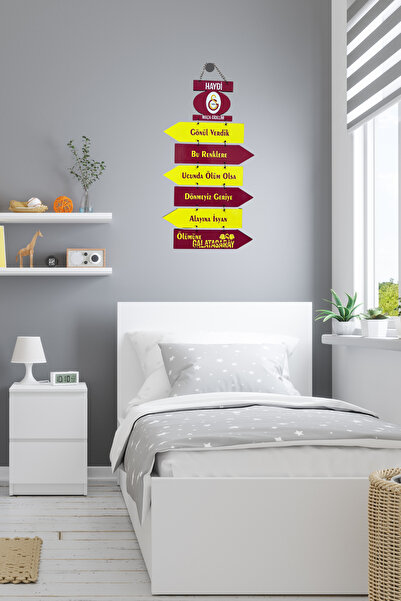 DURUSA "Galatasaray" Taraftar MDF Duvar Süsü 40x20 cm - Sarı Kırmızı Dekoratif Tabela