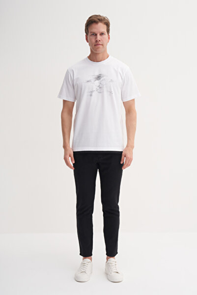 Cazador Тениска с кръгло деколте, стандартна кройка и памучен десен