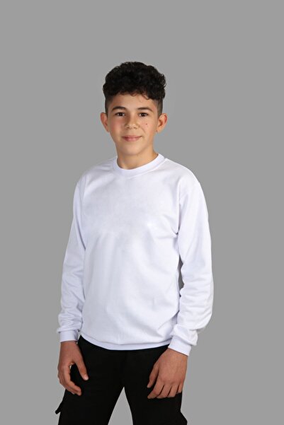 Raf Coll Fiú fehér, nyakú, alap pulóver