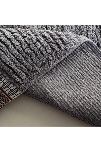 Ecocotton Σετ πατάκι μπάνιου Rita 2 τεμαχίων 100% βαμβάκι Karde Anthracite 60x90-40x60