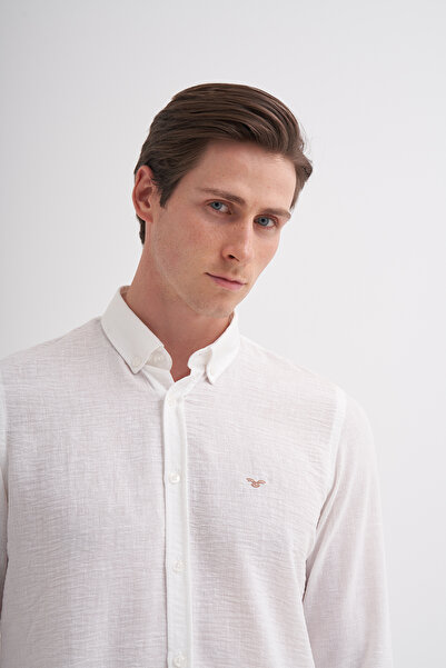 Cazador Slim Fit Dokuma Uzun Kol Gömlek