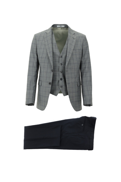 Kiğılı Slim Fit Dar Kesim Kombinli Yelekli Takım Elbise