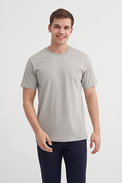 Cazador Βαμβακερό μονόχρωμο μπλουζάκι με λαιμόκοψη κανονική εφαρμογή