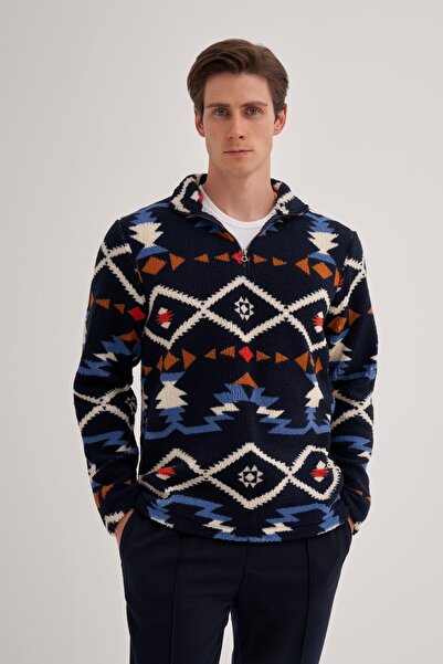 Cazador Світшот з прямим коміром, регулярного крою, з вінтажним візерунком і хутряною фактурою