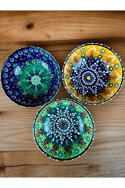 qtahya homes queen of kütahya 15 cm Lace Bowl - Tile Authentic Pattern, 3 Pieces Handmade